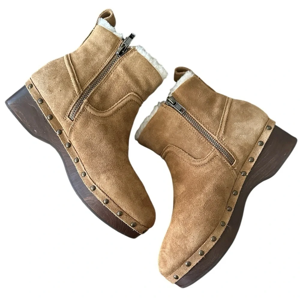 NIB MADEWELL The Marceline Clog Boot in Shearling Toffee Size 5